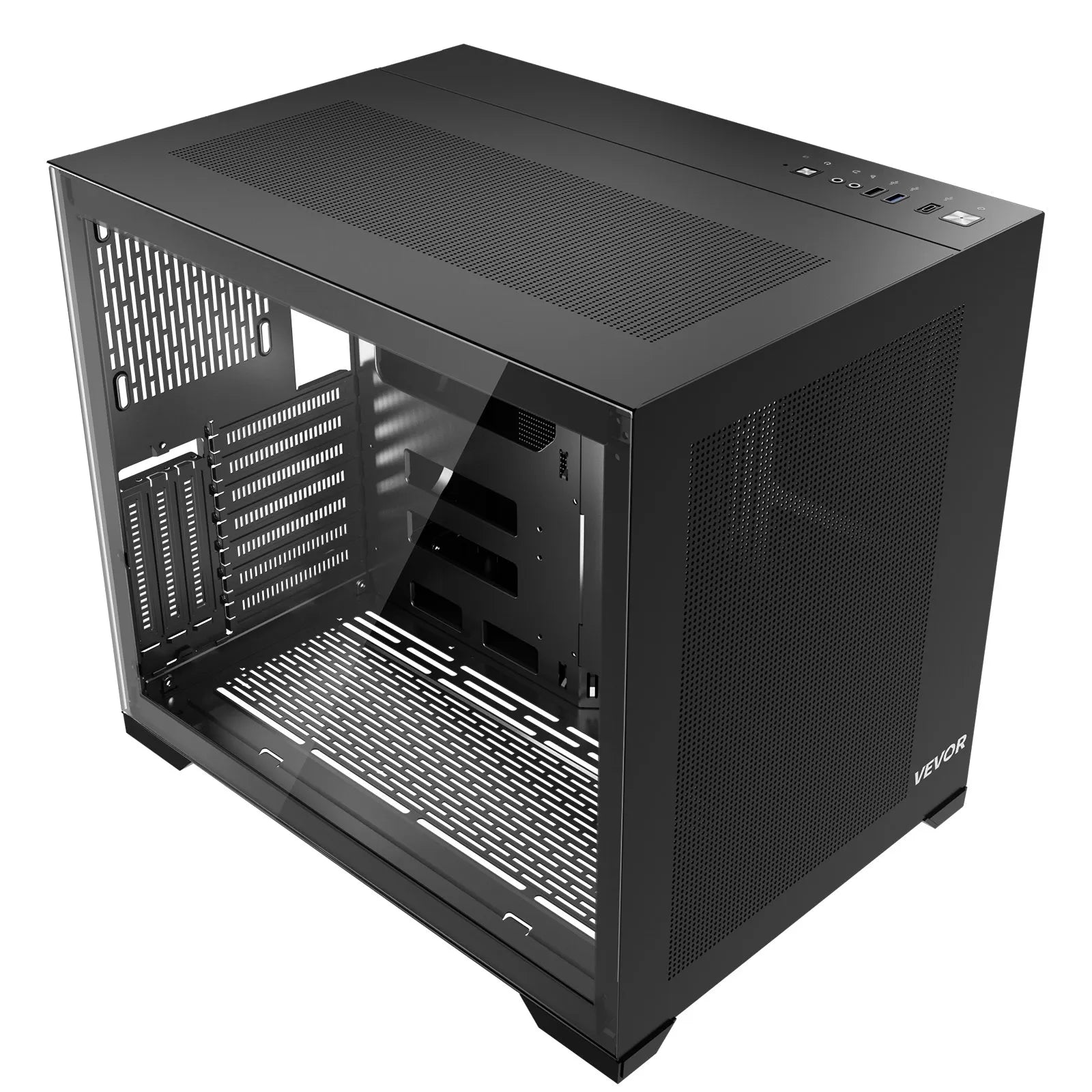 VEVOR Mid-Tower ATX PC Case Dual Chamber Gaming Computer Case No Fan Included