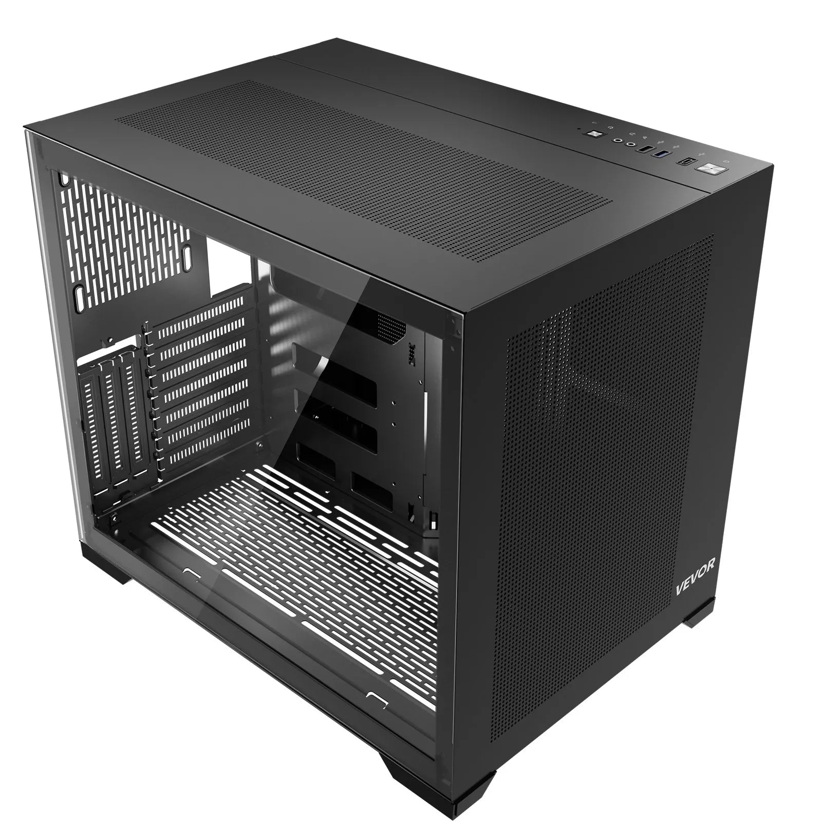 VEVOR Mid-Tower ATX PC Case Dual Chamber Gaming Computer Case No Fan Included