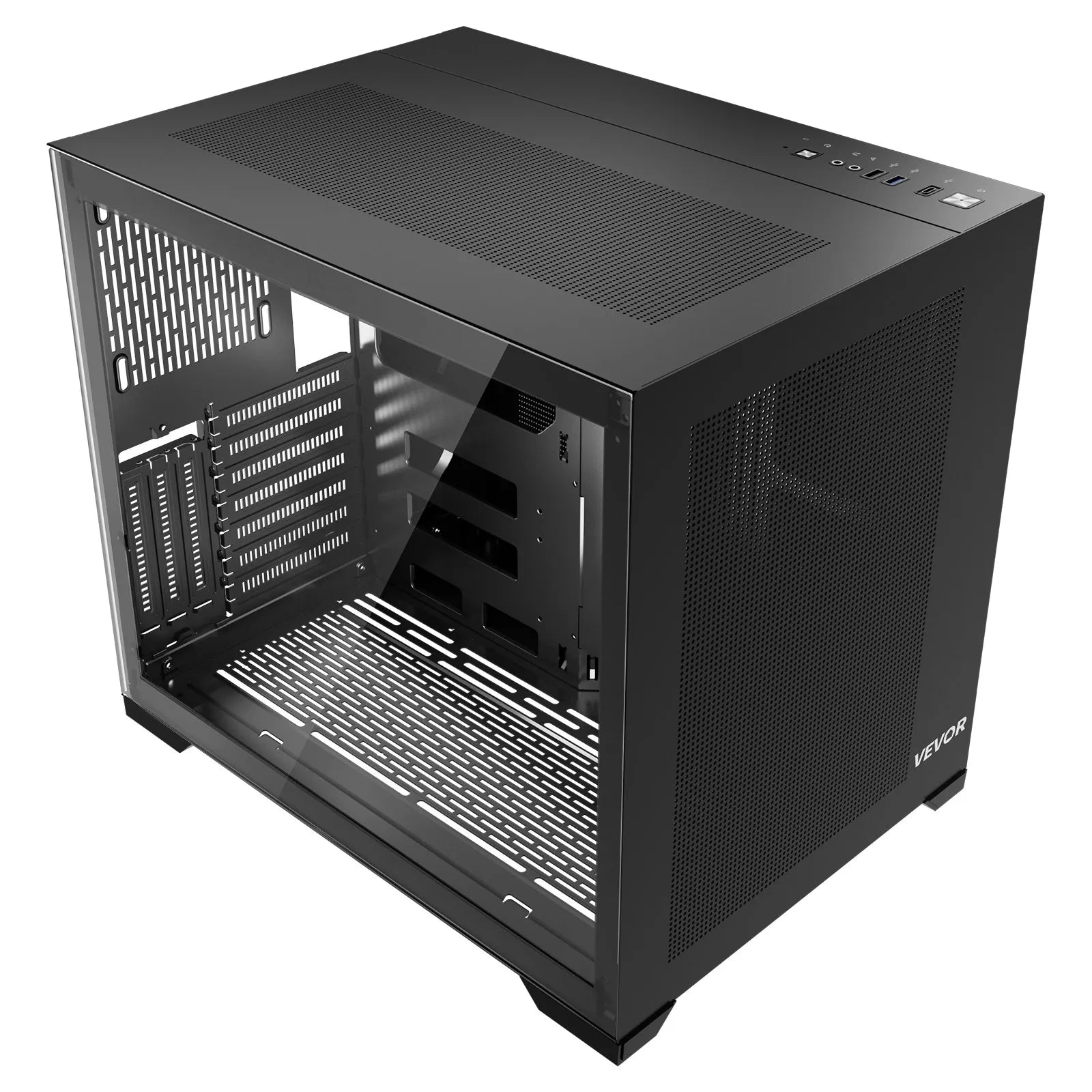 VEVOR Mid-Tower ATX PC Case Dual Chamber Gaming Computer Case No Fan Included
