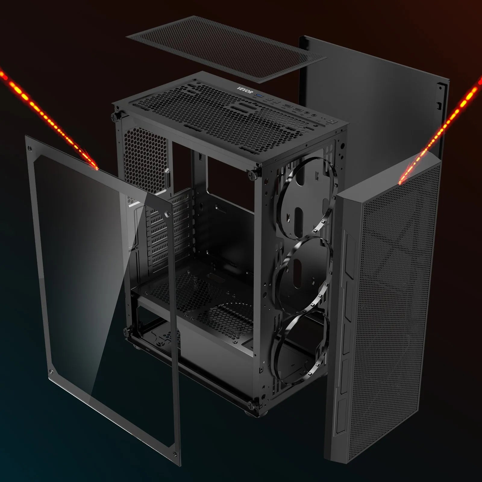 VEVOR Mid-Tower ATX PC Gaming Case Computer Case Box with 3 x 120 mm ARGB Fans