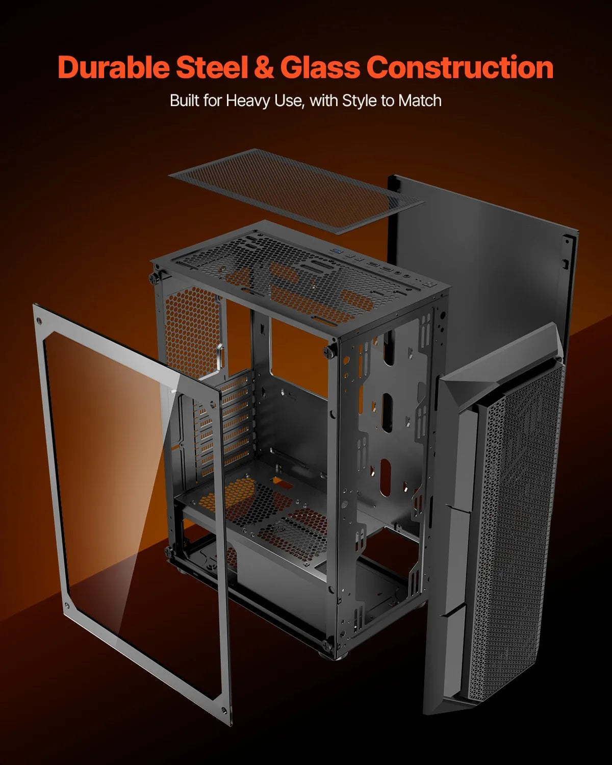 VEVOR Mid-Tower ATX PC Gaming Case Computer Case Box with 4 x 120 mm ARGB Fans