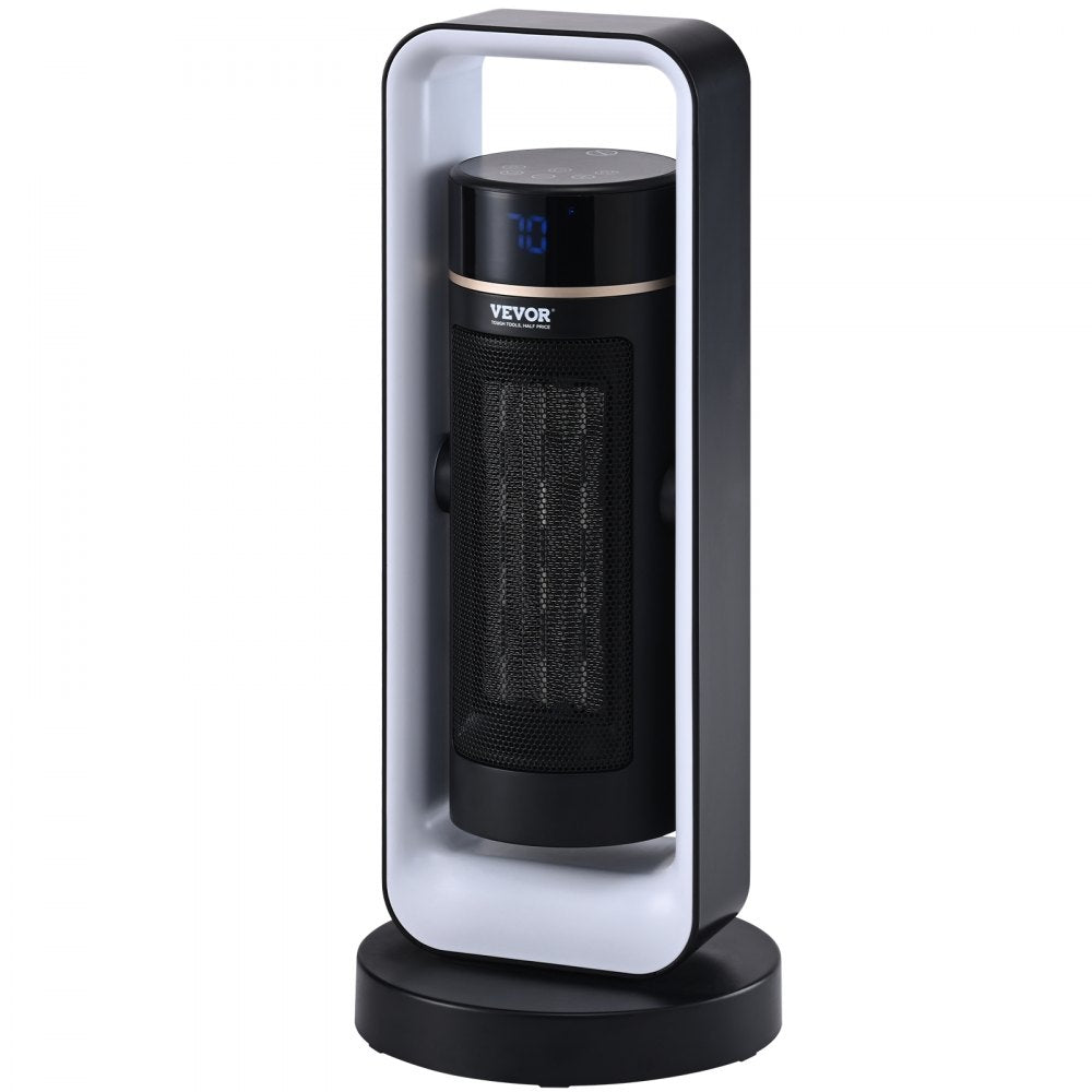 VEVOR Electric Space Heater with Thermostat Remote Control, 1000W/1500W 2-Level Adjustable Quiet Ceramic Heater Fan, 20 in Tip-Over Shutdown Overheat Protection Small Heaters for Office Room Desk Indo 