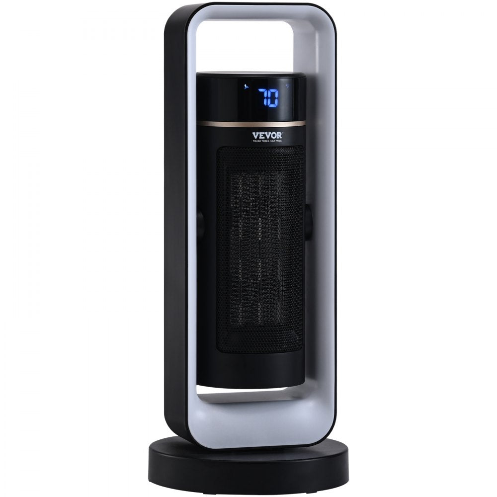VEVOR Electric Space Heater with Thermostat Remote Control, 1000W/1500W 2-Level Adjustable Quiet Ceramic Heater Fan, 20 in Tip-Over Shutdown Overheat Protection Small Heaters for Office Room Desk Indo 