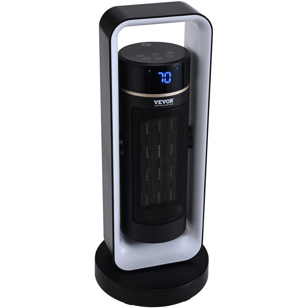 VEVOR Electric Space Heater with Thermostat Remote Control, 1000W/1500W 2-Level Adjustable Quiet Ceramic Heater Fan, 20 in Tip-Over Shutdown Overheat Protection Small Heaters for Office Room Desk Indo 