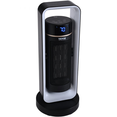 VEVOR Electric Space Heater with Thermostat Remote Control, 1000W/1500W 2-Level Adjustable Quiet Ceramic Heater Fan, 20 in Tip-Over Shutdown Overheat Protection Small Heaters for Office Room Desk Indo 