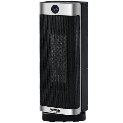VEVOR Electric Space Heater with Thermostat Remote Control, 2-Level Adjustable Quiet Ceramic Heater Fan, 16in Tip-Over Overheat Protection Small Heaters Built-in Filter for Office Room Desk Indoor Use 