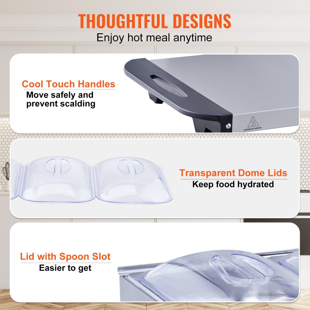VEVOR Electric Buffet Server & Food Warmer, 25.6" x 15" Portable Stainless Steel Chafing Dish Set with Temp Control & Oven-Safe Pan, Perfect for Catering, Parties, Events, Entertaining, Silver, ETL 