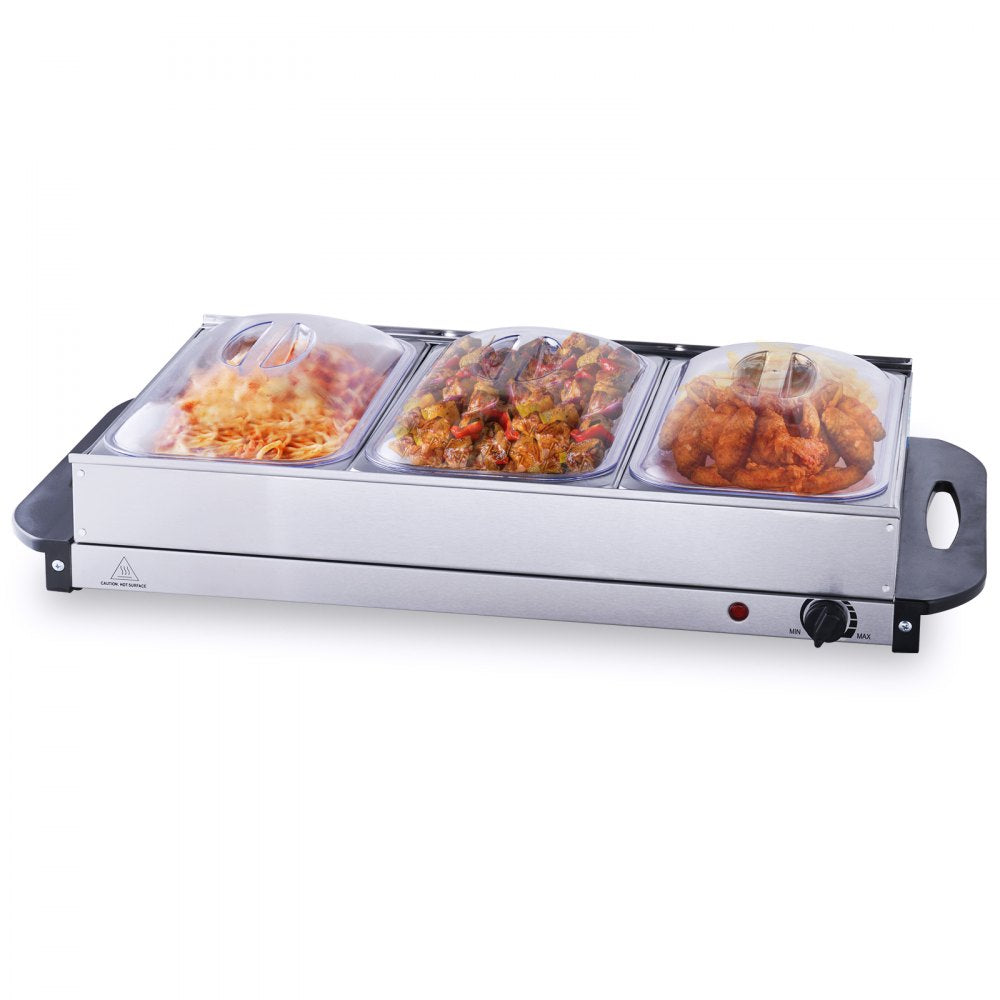 VEVOR Electric Buffet Server & Food Warmer, 25.6" x 15" Portable Stainless Steel Chafing Dish Set with Temp Control & Oven-Safe Pan, Perfect for Catering, Parties, Events, Entertaining, Silver, ETL 