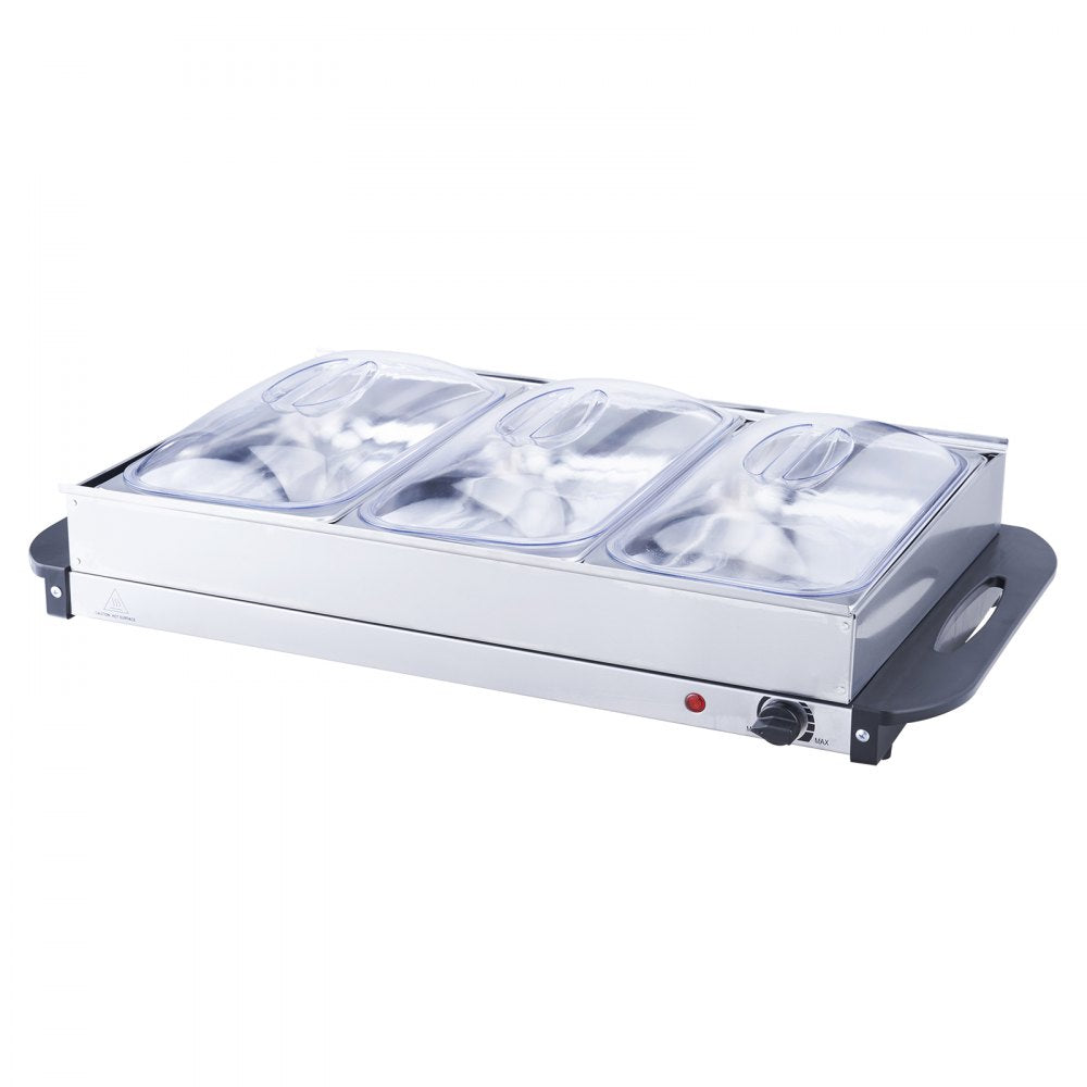 VEVOR Electric Buffet Server & Food Warmer, 25.6" x 15" Portable Stainless Steel Chafing Dish Set with Temp Control & Oven-Safe Pan, Perfect for Catering, Parties, Events, Entertaining, Silver, ETL 