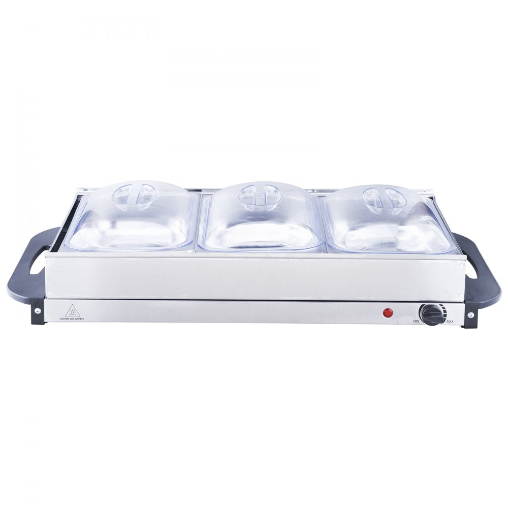 VEVOR Electric Buffet Server & Food Warmer, 25.6" x 15" Portable Stainless Steel Chafing Dish Set with Temp Control & Oven-Safe Pan, Perfect for Catering, Parties, Events, Entertaining, Silver, ETL 