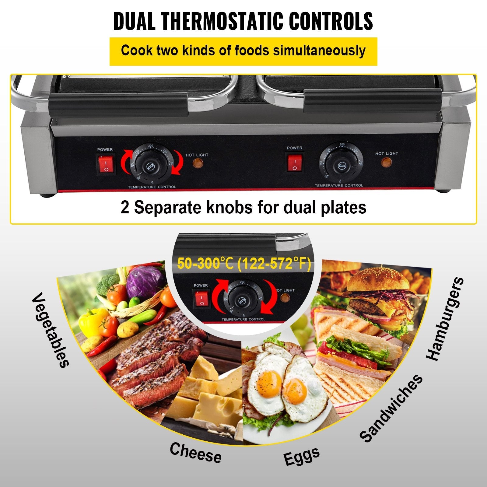 3600W Electric Bread Twin Grill Sandwich Bread Toaster Press Maker 