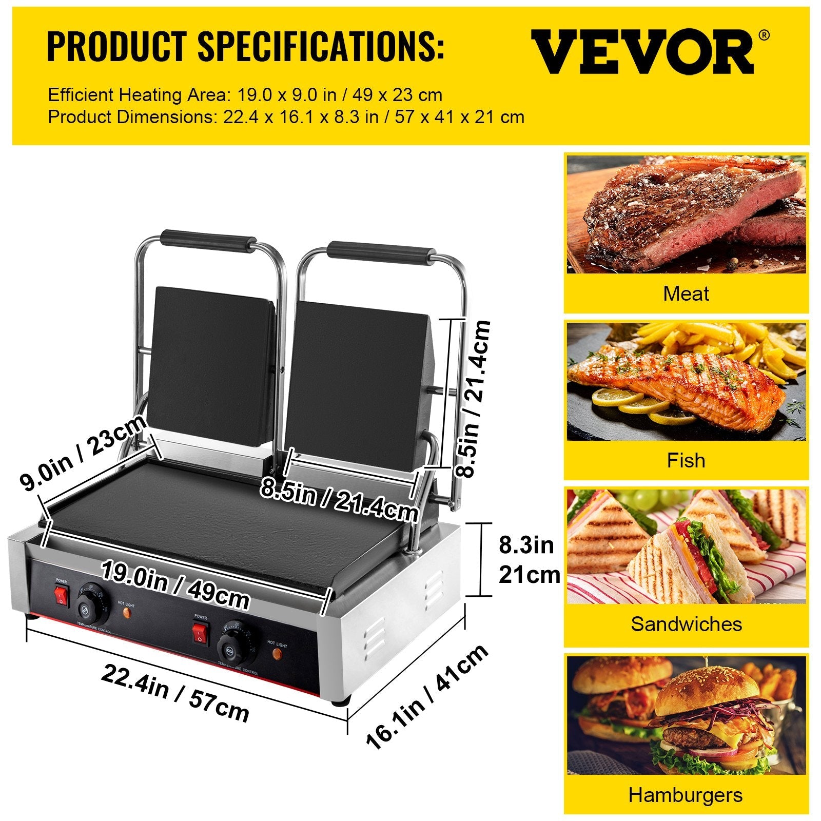 3600W Electric Bread Twin Grill Sandwich Bread Toaster Press Maker 