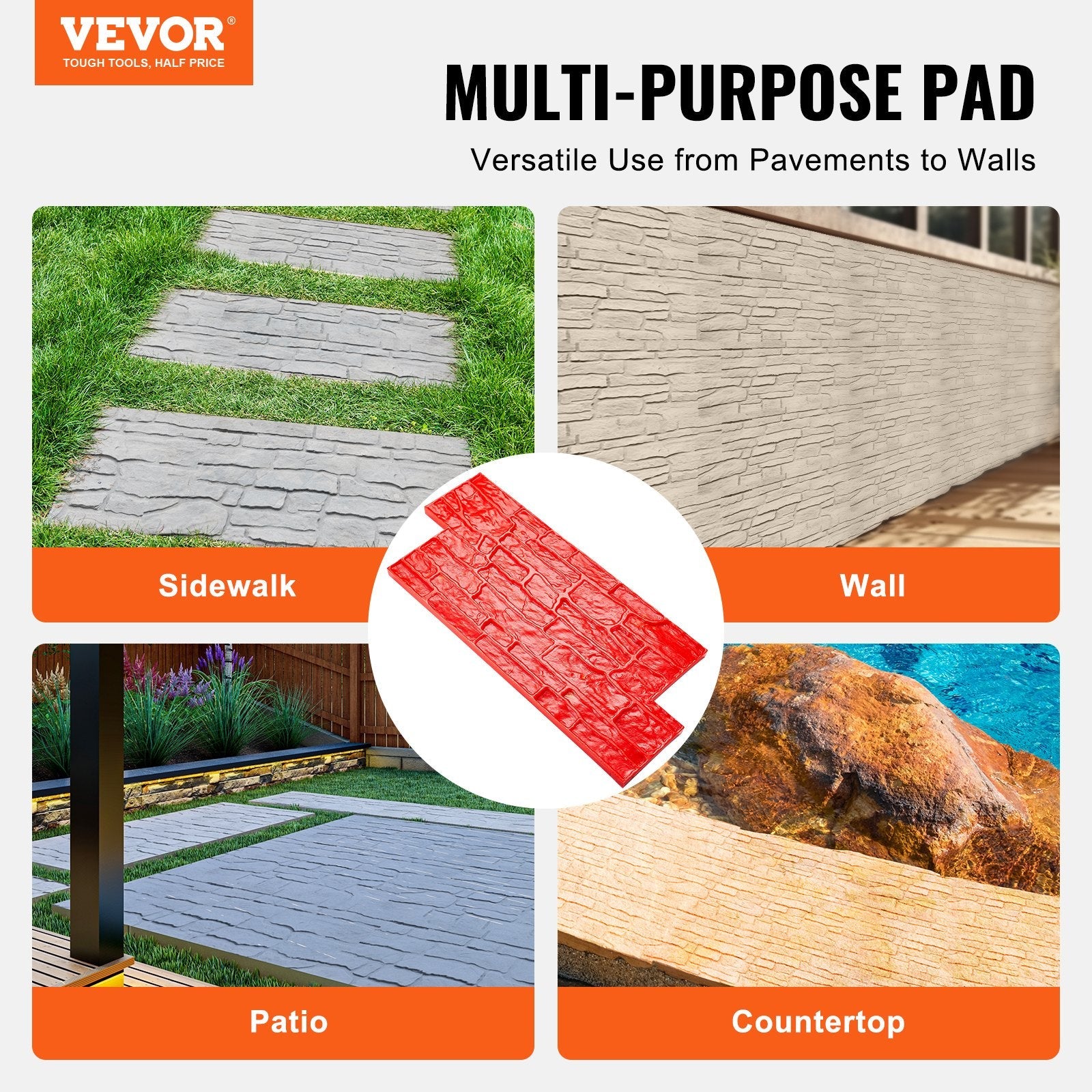 VEVOR Concrete Stamps Mat 28 x 12 in Texturing Skin Polyurethane Stamp Texture 