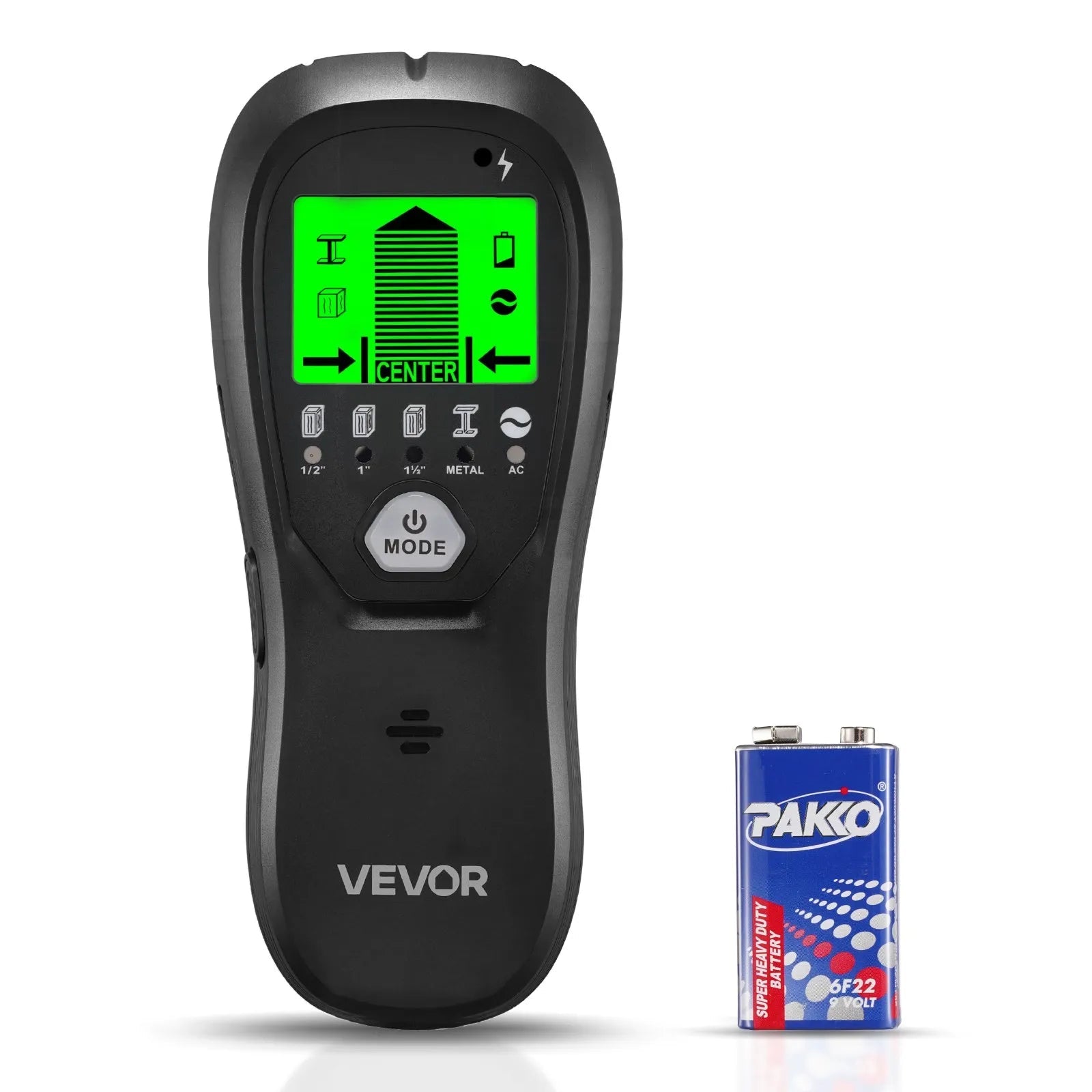 VEVOR Stud Finder Wall Scanner, 5 in 1, Electronic Wall Stud Detector with Smart Sensor, High-Definition LCD Display and Audio Alarm, for the Center and Edge of Metal, AC Wire, Joists, Pipes, Black 