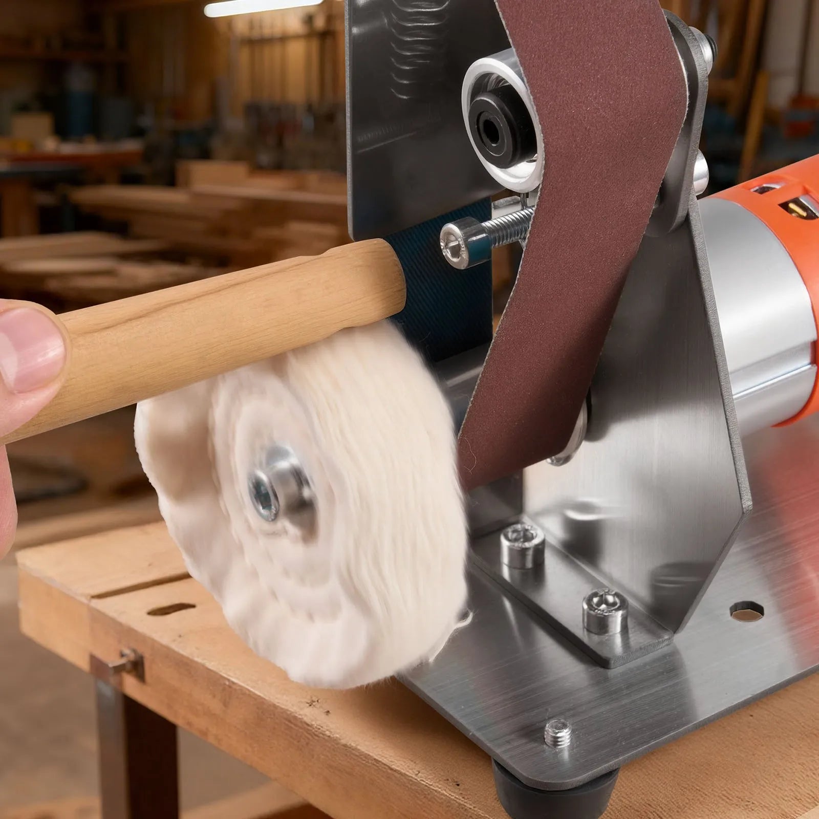 VEVOR 3-in-1 Mini Belt Sander, 13" x 1.2" Sanding Belt, 2.75" Grinding & Polishing Wheel Combo, 7-Speed Adjustable with Forward/Reverse Control for Woodworking, Jewelry Making, Knife Sharpening 