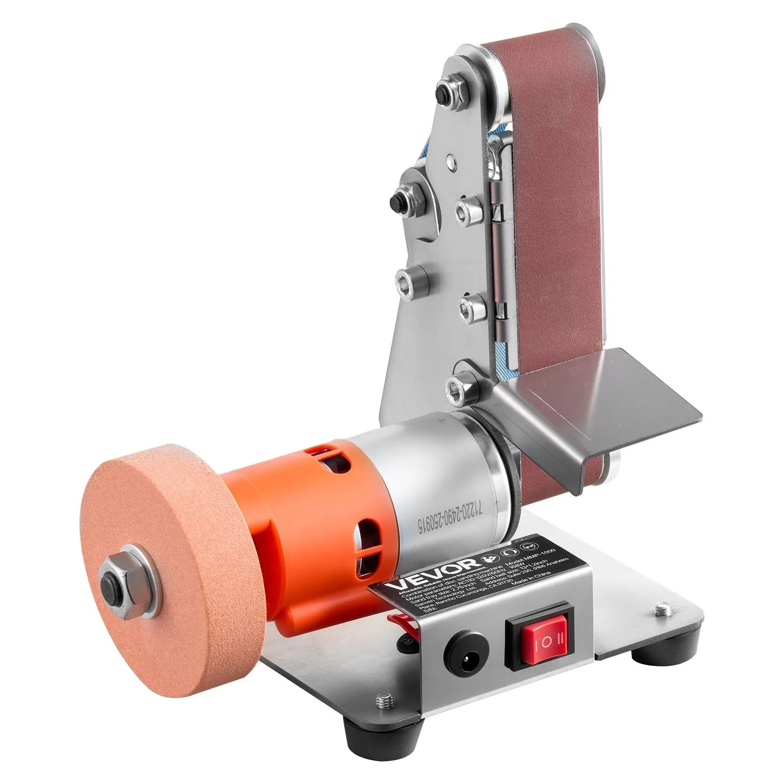 VEVOR 3-in-1 Mini Belt Sander, 13" x 1.2" Sanding Belt, 2.75" Grinding & Polishing Wheel Combo, 7-Speed Adjustable with Forward/Reverse Control for Woodworking, Jewelry Making, Knife Sharpening 