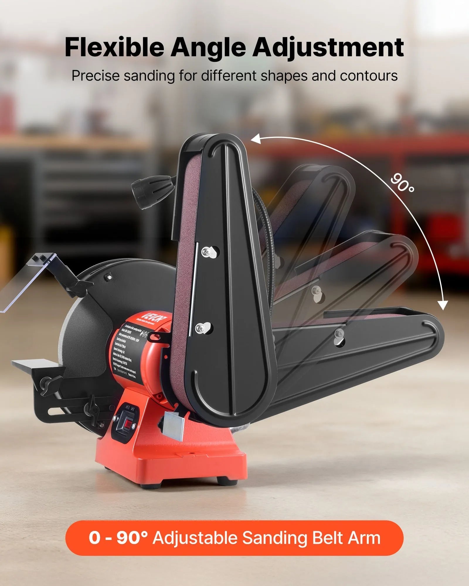 VEVOR 8" Bench Grinder & 2" x 28" Belt Sander Combo, 350W Professional Grinding Sanding Machine with LED Work Light & Protective Eye Shield for Metalworking, Woodworking, Knife Sharpening 