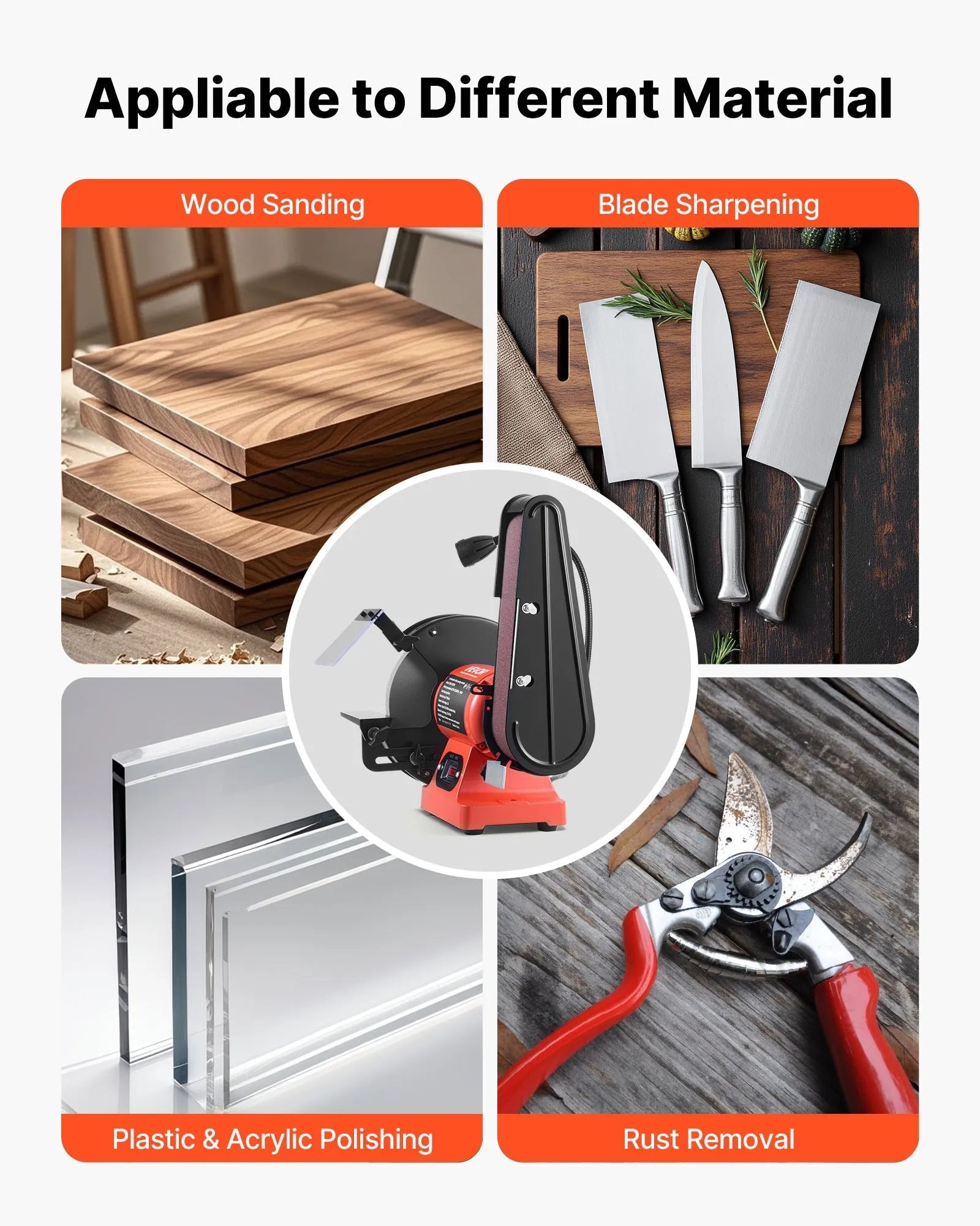 VEVOR 8" Bench Grinder & 2" x 28" Belt Sander Combo, 350W Professional Grinding Sanding Machine with LED Work Light & Protective Eye Shield for Metalworking, Woodworking, Knife Sharpening 