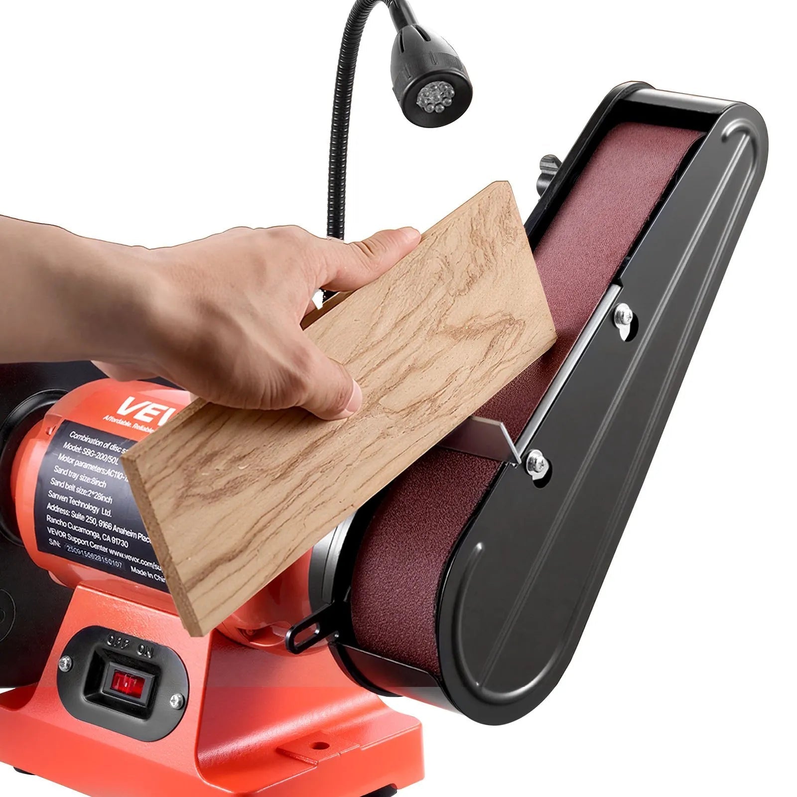 VEVOR 8" Bench Grinder & 2" x 28" Belt Sander Combo, 350W Professional Grinding Sanding Machine with LED Work Light & Protective Eye Shield for Metalworking, Woodworking, Knife Sharpening 