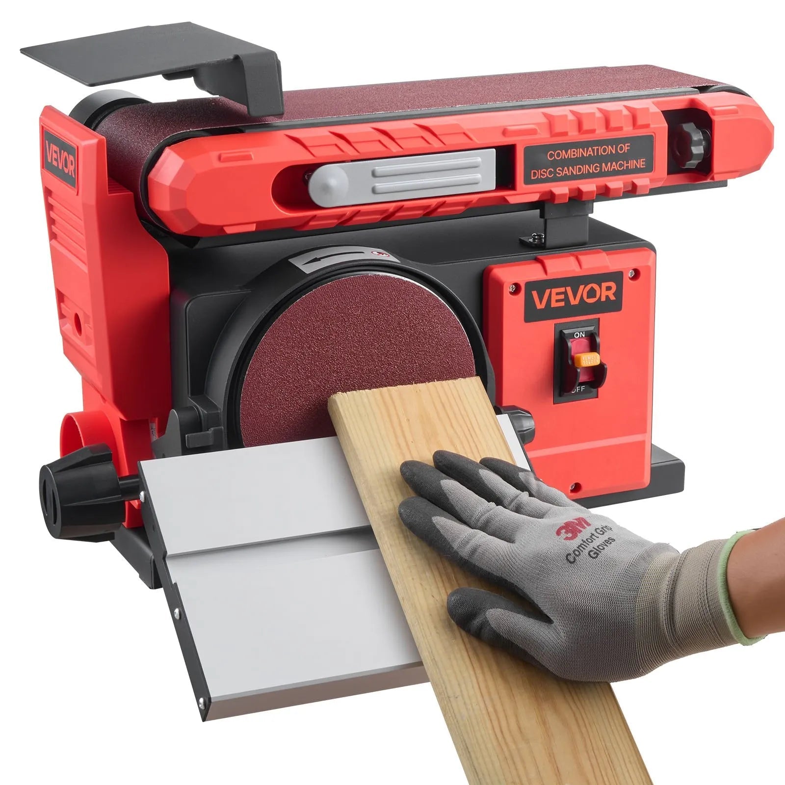 VEVOR 6" Disc Sander & 4" x 36" Belt Sander, 400W Professional Belt Disc Sanders Combo with 0 - 45° Adjustable Worktable & Dust Collection Port for Woodworking, Knife Sharpening, DIY Crafting 