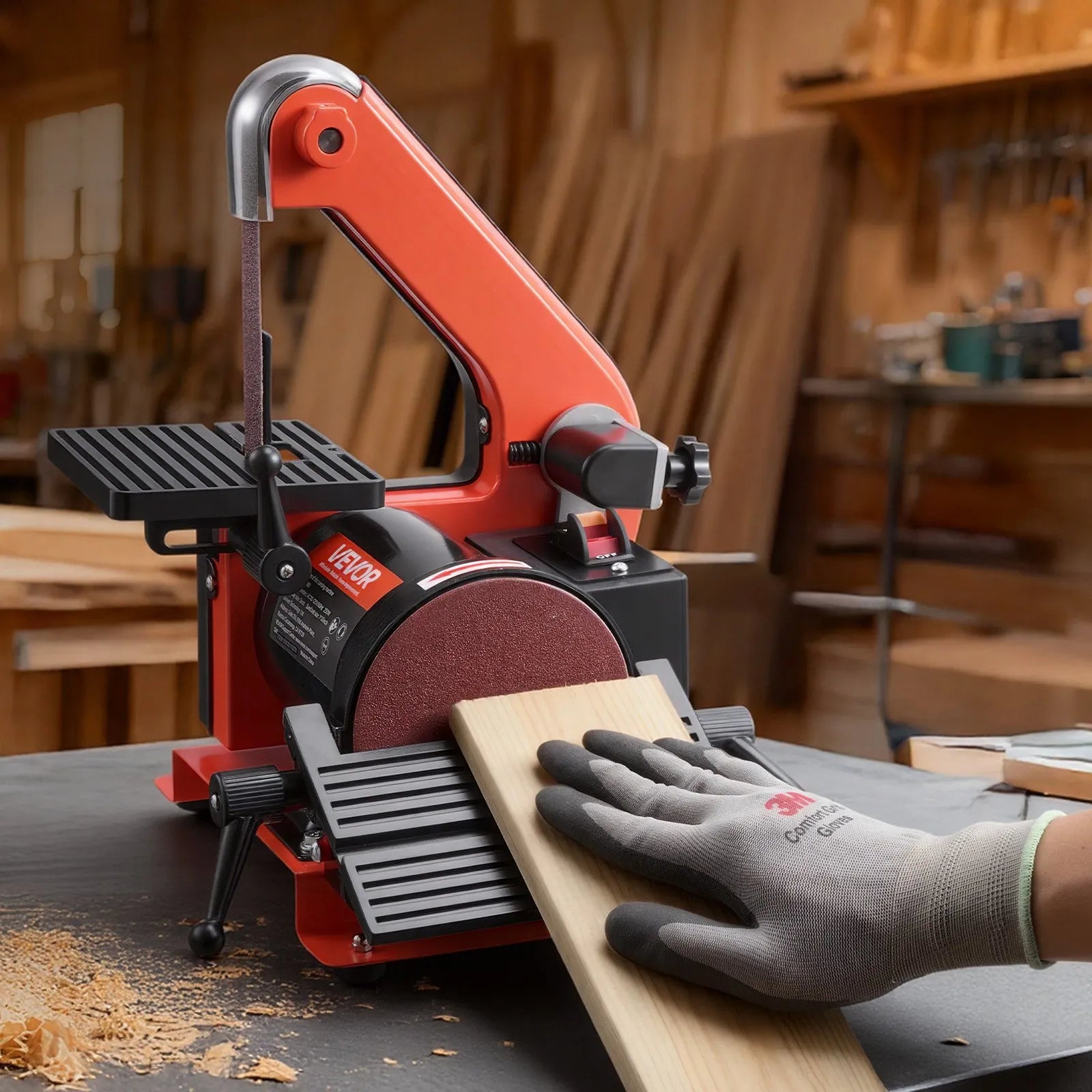 VEVOR 5" Disc Sander & 1" x 30" Belt Sander, 250W Benchtop Belt Disc Sanders Combo with 0 - 45° Adjustable Worktable & Dust Collection Ports for Woodworking, Furniture Refinishing, DIY Crafting 