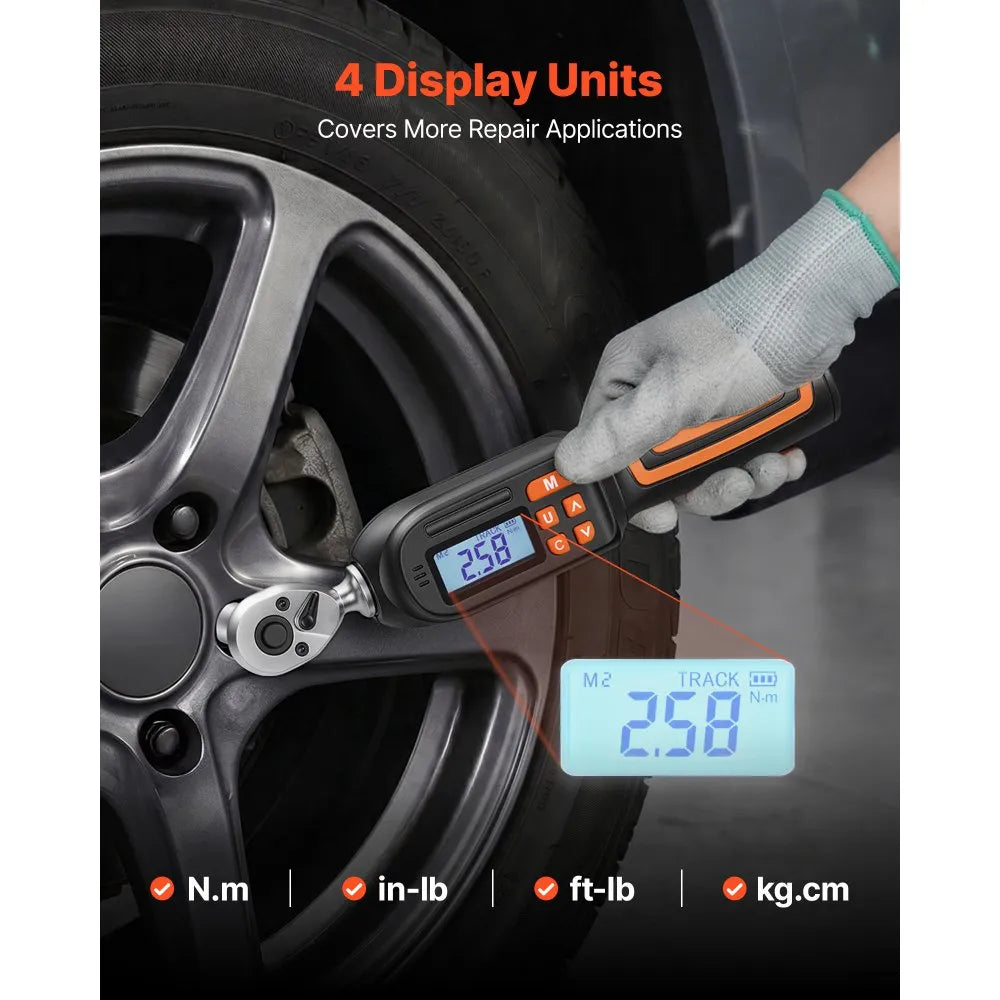 1/4" Drive Digital Torque Wrench Set with Sockets & Bits, LCD Display, ±2% Accuracy, 42-Piece Precision Tool Kit