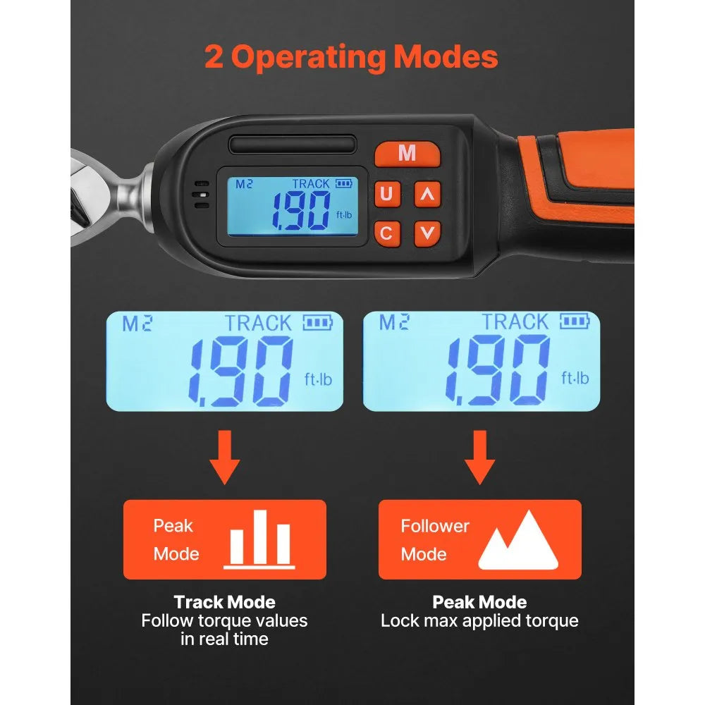 1/4" Drive Digital Torque Wrench Set with Sockets & Bits, LCD Display, ±2% Accuracy, 42-Piece Precision Tool Kit