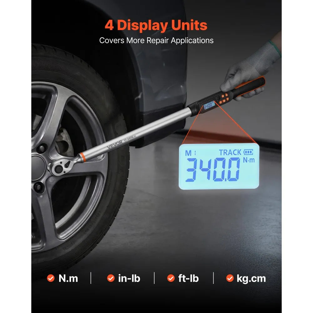 1/2" Drive Digital Torque Wrench Set with LCD Display & Sockets