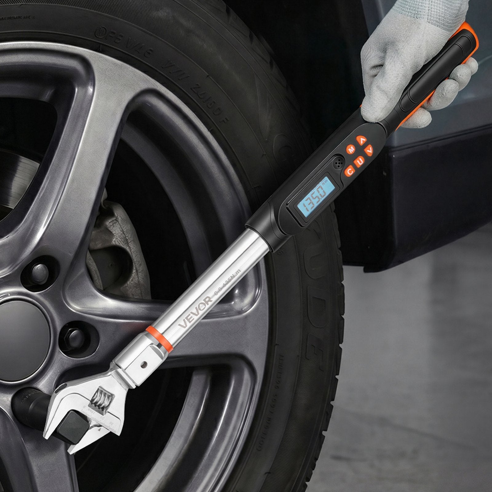 Digital Adjustable Torque Wrench with LCD Display, 0–1.5" Adjustable Jaw, ±2% Accuracy