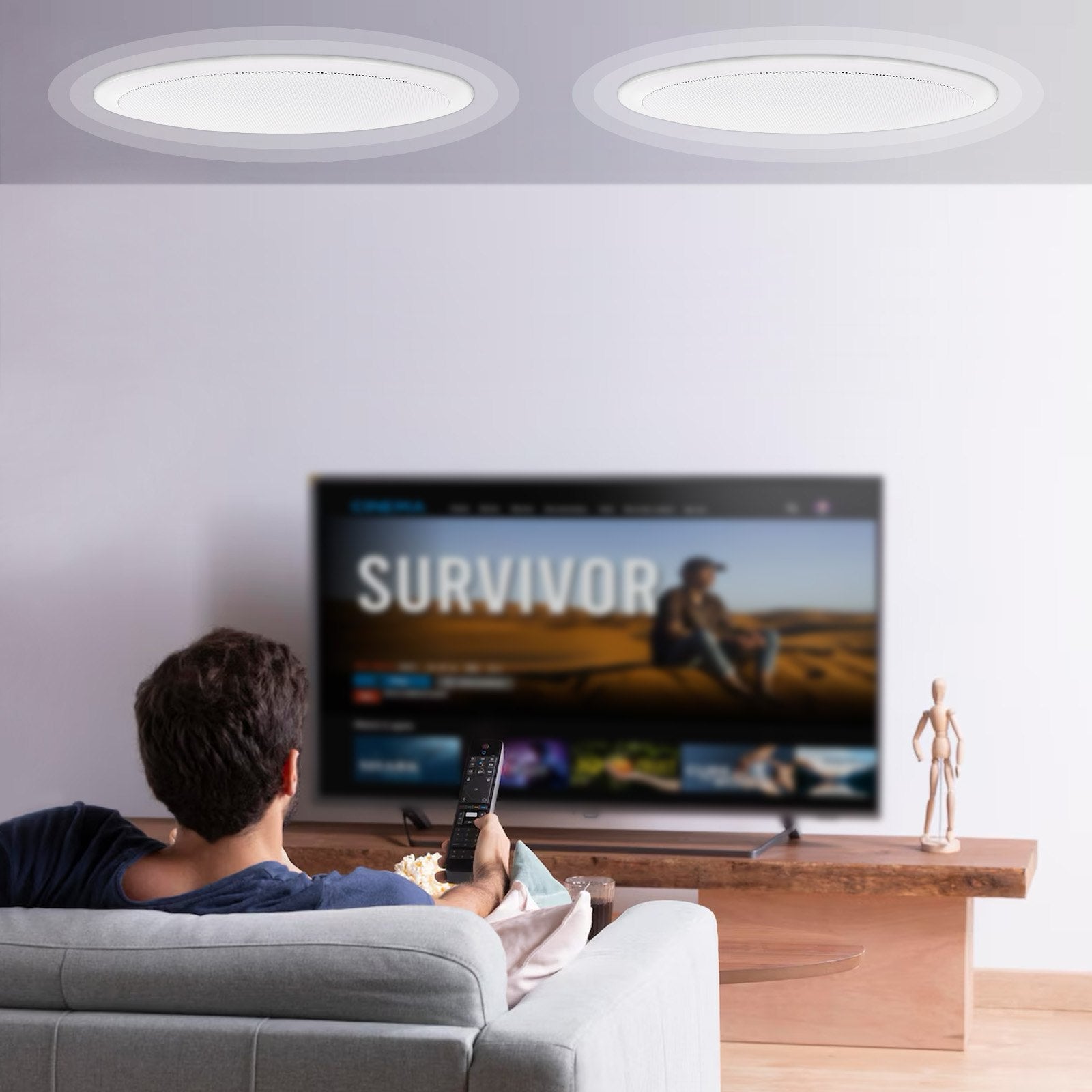 VEVOR 2 PCs 8 Inch in Ceiling Speakers, 50-Watts, Flush Mount Ceiling & in-Wall Speakers System with 8?Impedance 89dB Sensitivity, for Home Kitchen Living Room Bedroom or Covered Outdoor Porches 