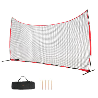 VEVOR Barricade Backstop Net, 20x10 ft Ball Sports Barrier Netting, Portable Practice Equipment with Carry Bag, Protection Screen for Baseball Softball Lacrosse Soccer Hockey Training, for Backyard 