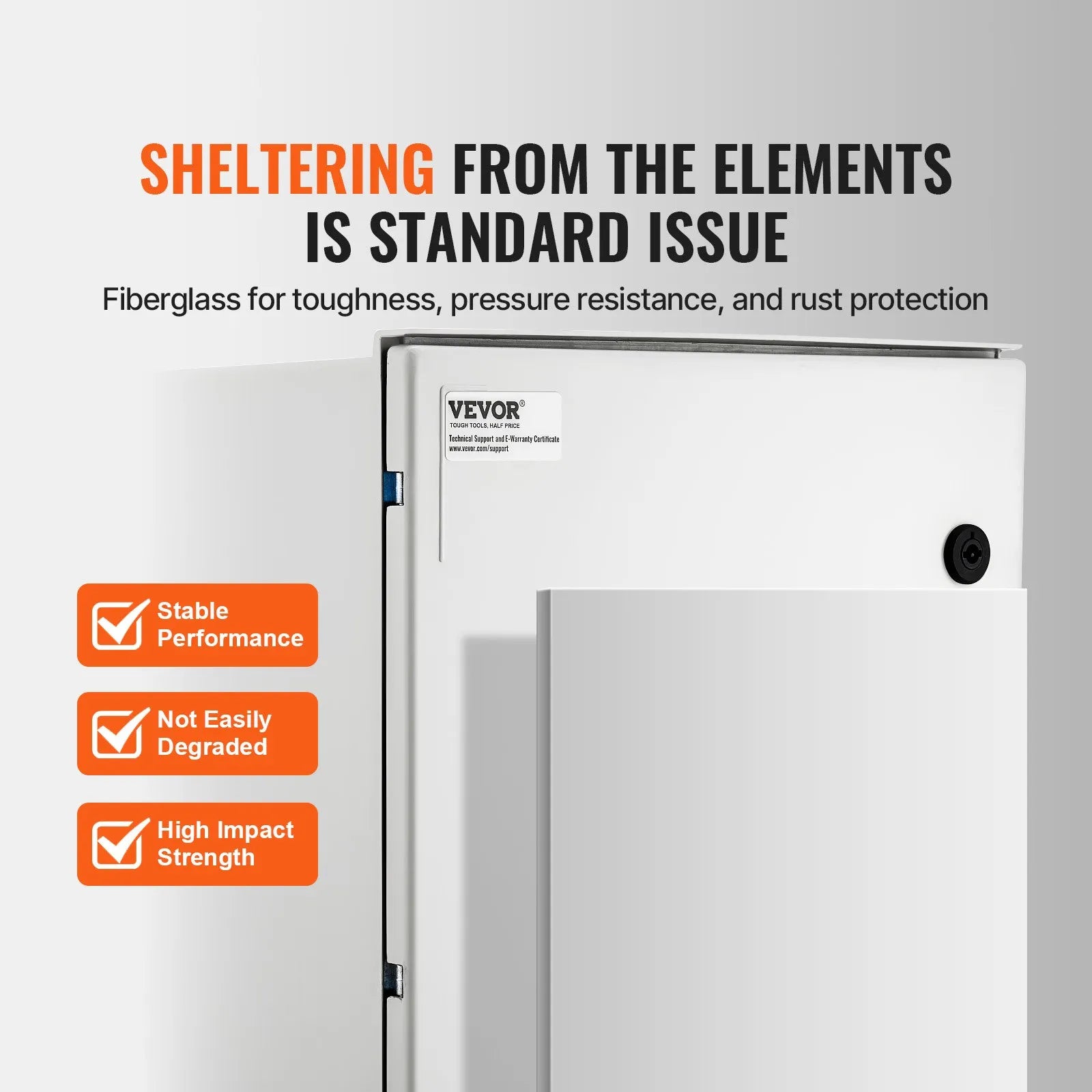 VEVOR Fiberglass Enclosure 23.6 x 15.7 x 9.1" Electrical Enclosure Box NEMA 3X Electronic Equipment Enclosure Box IP65 Weatherproof Wall-Mounted Electrical Enclosure With Hinges & Quarter-Turn Latches
