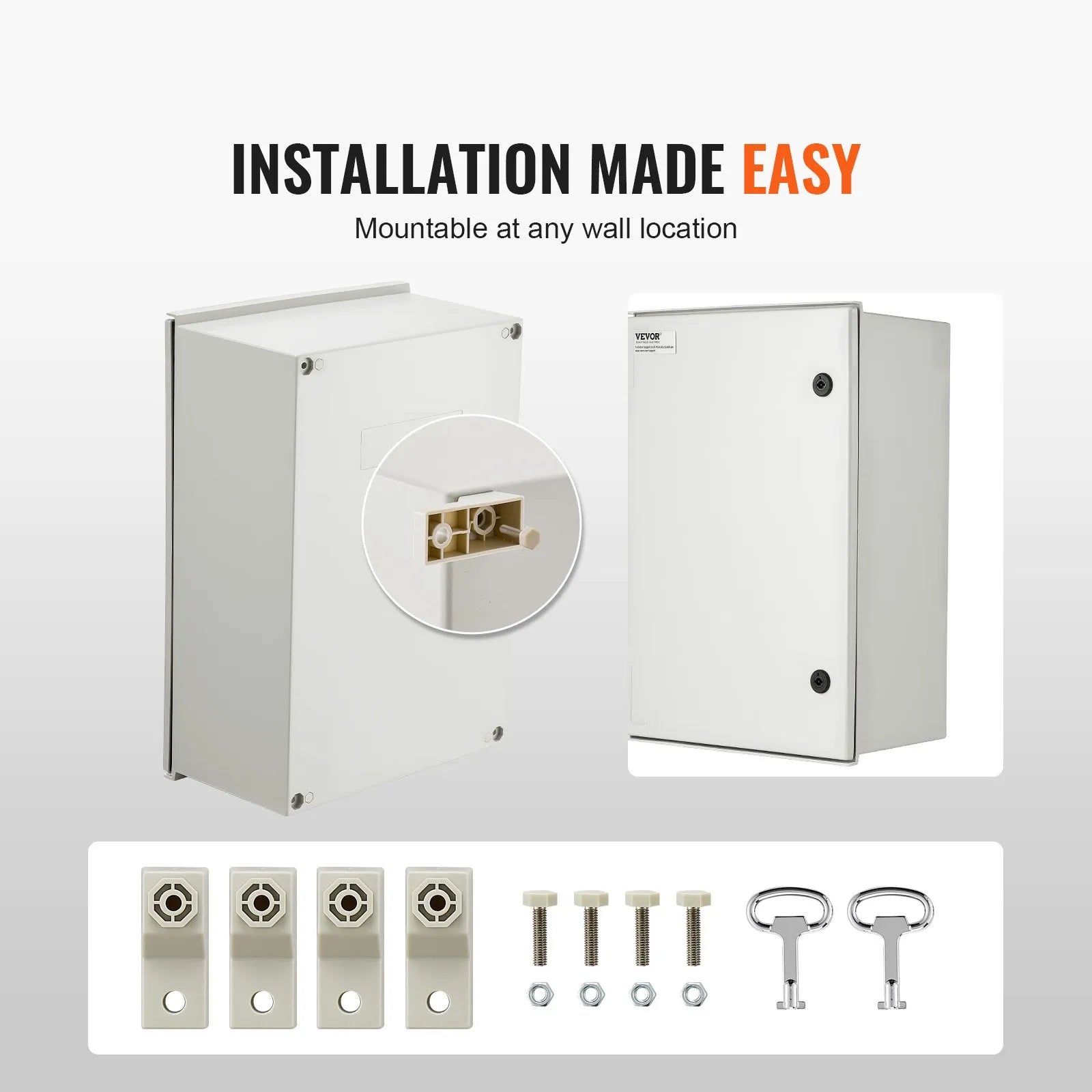 VEVOR Fiberglass Enclosure 23.6 x 15.7 x 9.1" Electrical Enclosure Box NEMA 3X Electronic Equipment Enclosure Box IP65 Weatherproof Wall-Mounted Electrical Enclosure With Hinges & Quarter-Turn Latches