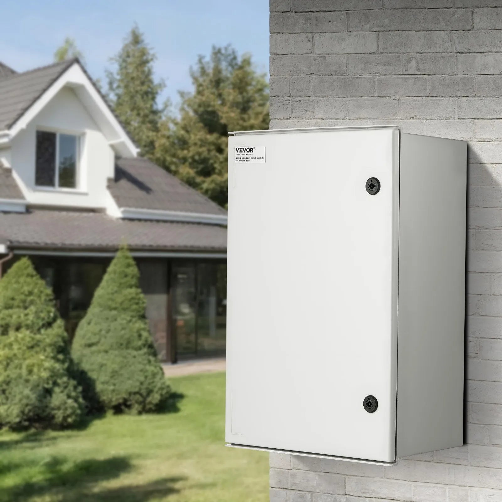 VEVOR Fiberglass Enclosure 23.6 x 15.7 x 9.1" Electrical Enclosure Box NEMA 3X Electronic Equipment Enclosure Box IP65 Weatherproof Wall-Mounted Electrical Enclosure With Hinges & Quarter-Turn Latches