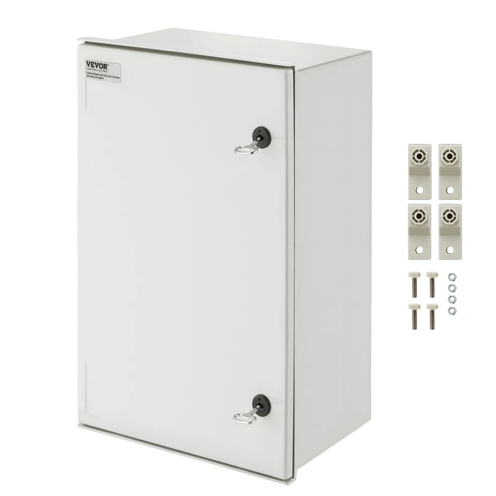 VEVOR Fiberglass Enclosure 23.6 x 15.7 x 9.1" Electrical Enclosure Box NEMA 3X Electronic Equipment Enclosure Box IP65 Weatherproof Wall-Mounted Electrical Enclosure With Hinges & Quarter-Turn Latches