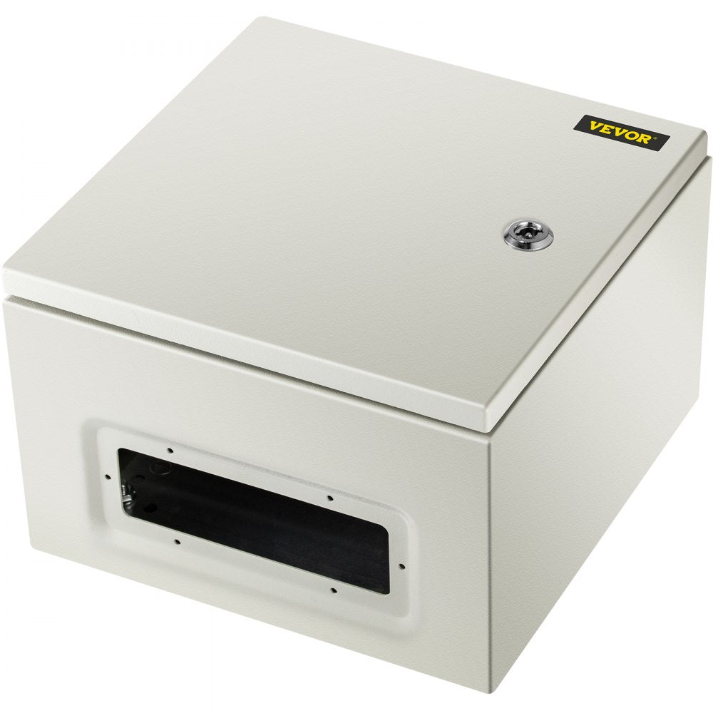 VEVOR Steel Electrical Box 12'' x 12'' x 8'' Electrical Enclosure Box, Carbon Steel Hinged Junction Box, IP65 Weatherproof Metal Box Wall-Mounted Electronic Equipment Enclosure Box with Mounting Plate 