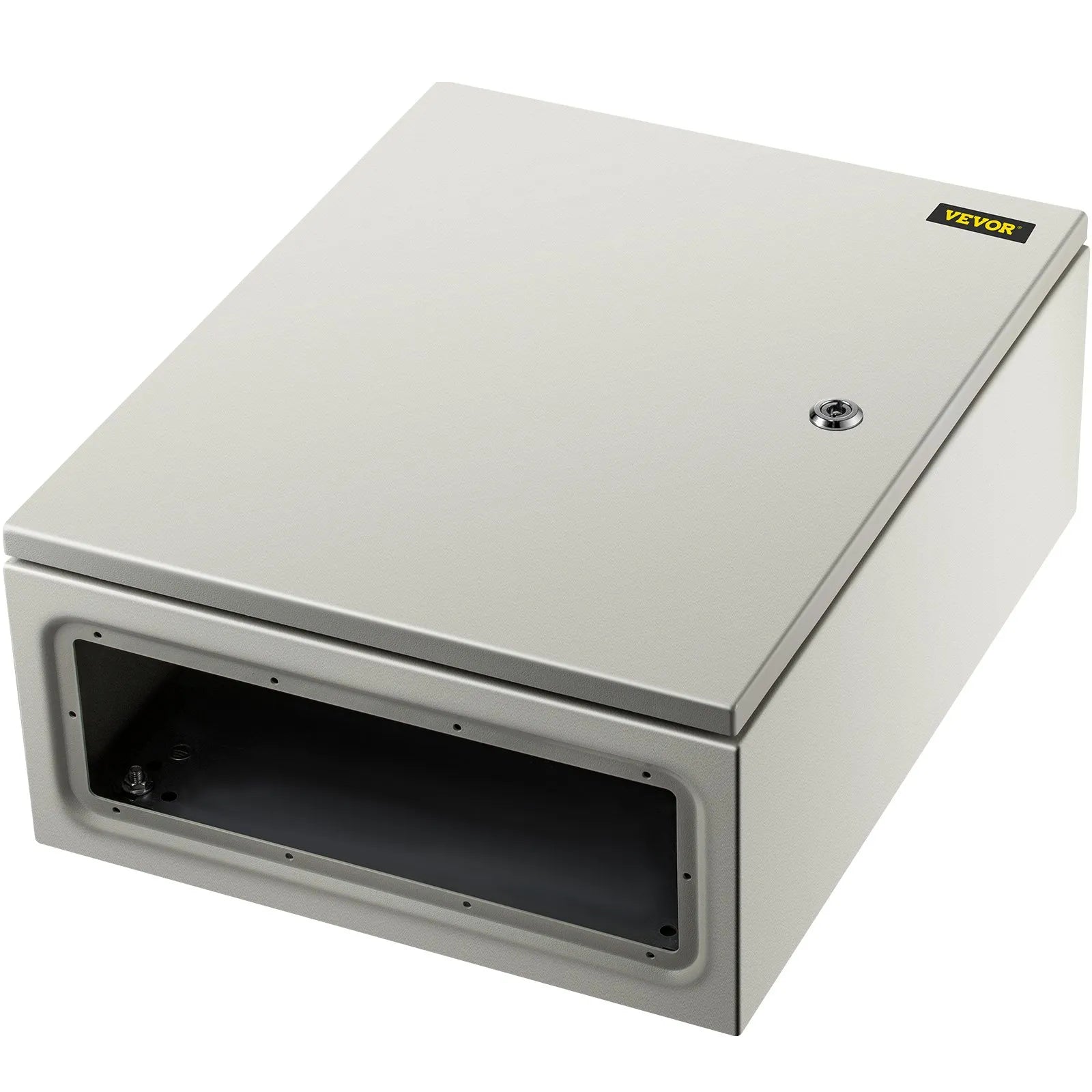 VEVOR Steel Electrical Box 20'' x 16'' x 8'' Electrical Enclosure Box, Carbon Steel Hinged Junction Box, IP65 Weatherproof Metal Box Wall-Mounted Electronic Equipment Enclosure Box with Mounting Plate