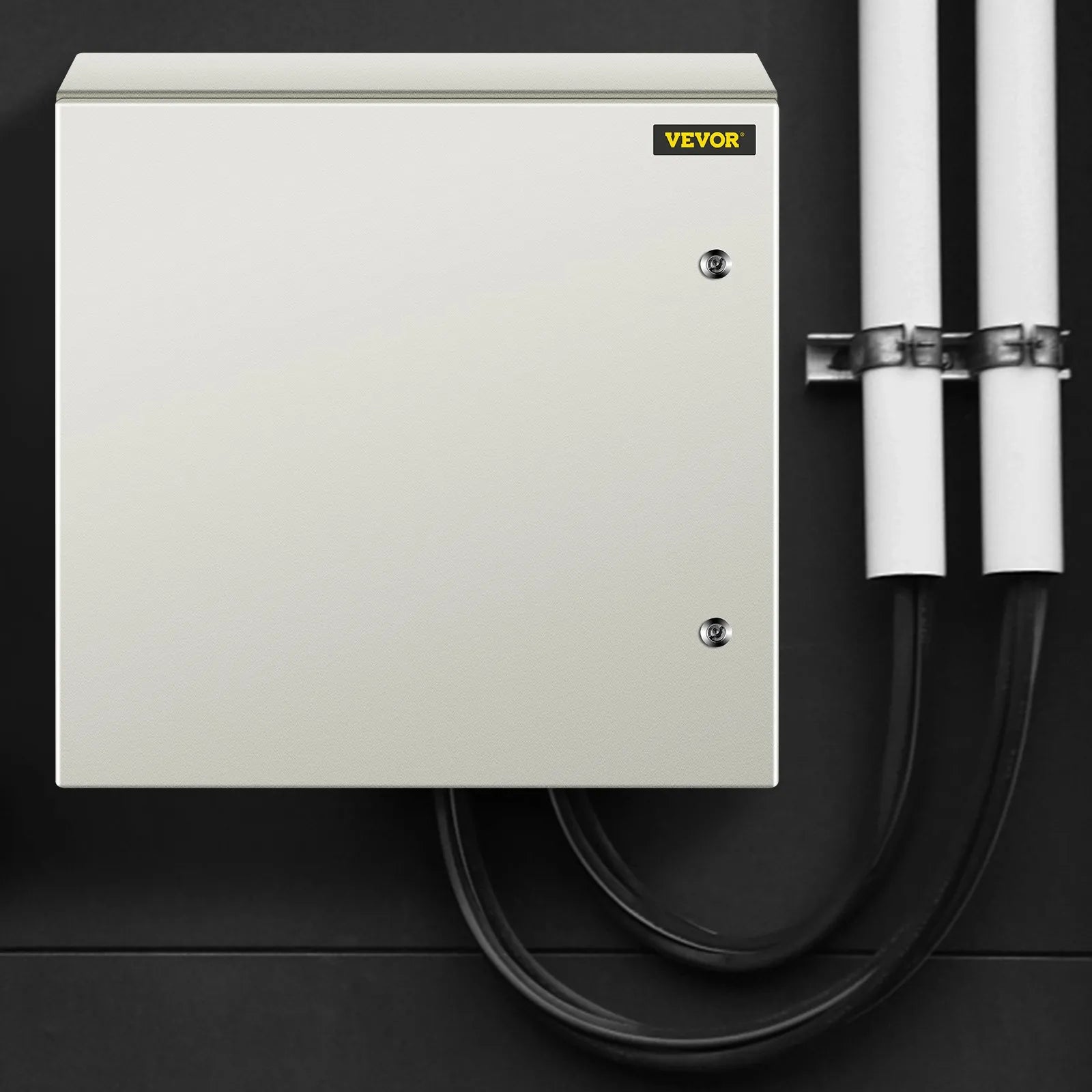 VEVOR Steel Electrical Box 24'' x 24'' x 12'' Electrical Enclosure, Carbon Steel Hinged Junction Box, IP65 Weatherproof Metal Box Wall-Mounted Electronic Equipment Enclosure Box with Mounting Plate
