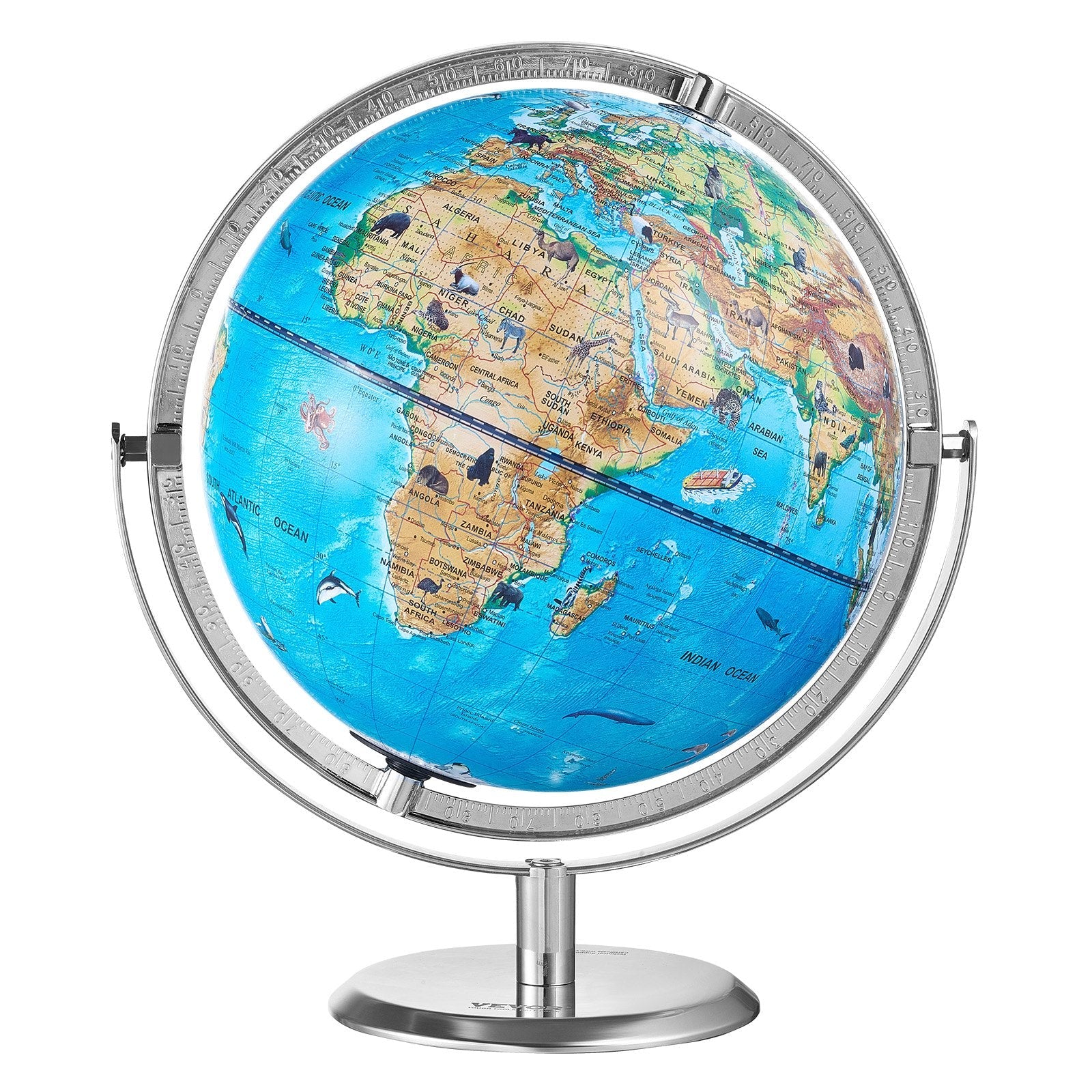 VEVOR Educational Globe for Kids, 10 in/254 mm, Interactive AR World Globe with AR Golden Globe APP LED Night Lighting 720° Rotation, STEM Toy Gifts for Kids Compatible with Android or iOS Devices 