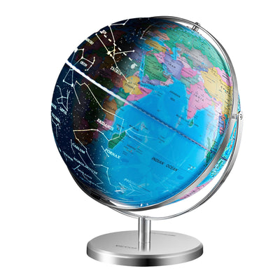 VEVOR Illuminated World Globe with Stand, 13 in/330.2 mm, Educational Earth Globe with Stable Heavy Metal Base and LED Constellation Night Light HD Printed Map, Spinning for Kids Classroom Learning 