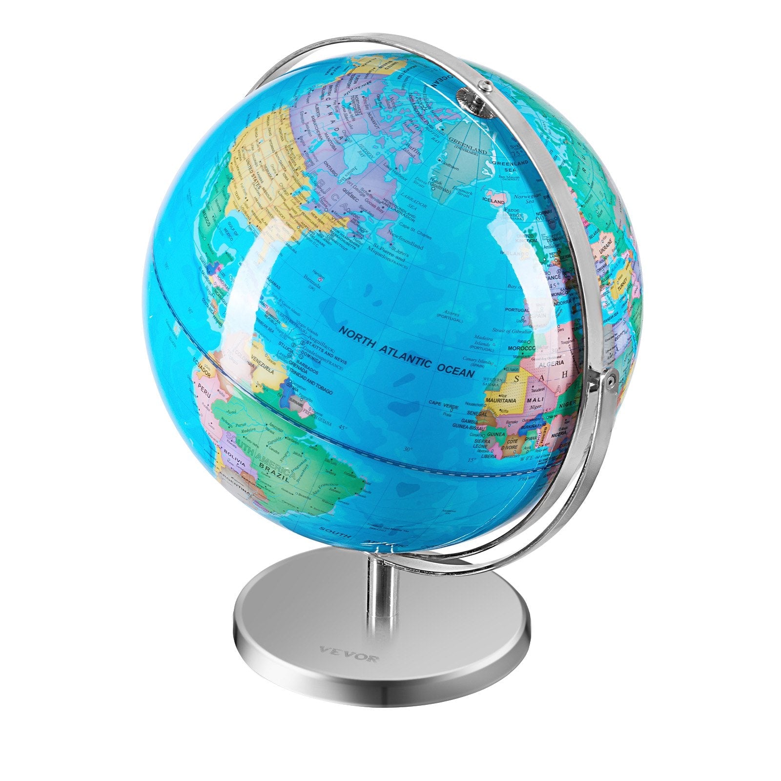 VEVOR Illuminated World Globe with Stand, 13 in/330.2 mm, Educational Earth Globe with Stable Heavy Metal Base and LED Constellation Night Light HD Printed Map, Spinning for Kids Classroom Learning 