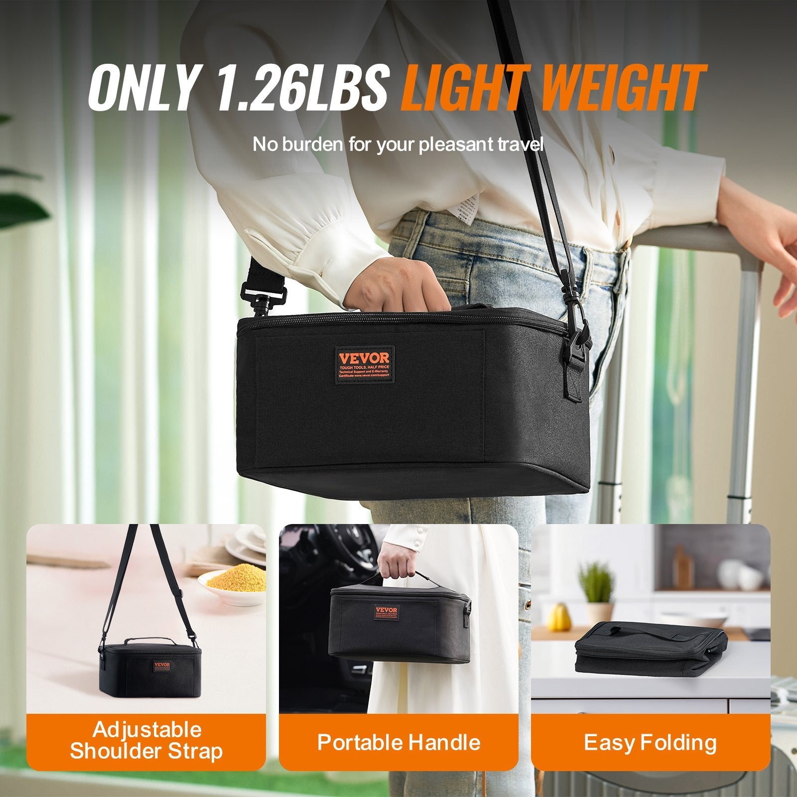 VEVOR Portable Oven, 12V Car Food Warmer, 2QT 55W Portable Mini Personal Microwave, Electric Heated Lunch Box for Camping, Travel, Compatible with Glass, Ceramic, Foil Containers (Black) 