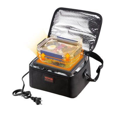 VEVOR Portable Oven, 110-120V Home/Office Food Warmer, 80W (Max 100W) Portable Mini Personal Microwave, 2QT Electric Heated Lunch Box, Compatible with Glass, Ceramic, Foil Container (Black) 
