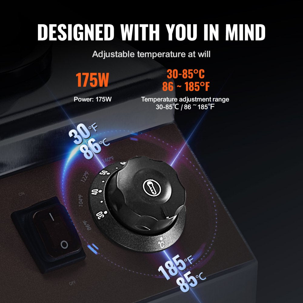 VEVOR Electric Bottle Warmer with Bottle, 0.57 Qt Commercial Cheese Dispenser, Hot Fudge Warmer 86-185? Temp Adjustable, Plastic Bottle Nacho Cheese Sauce Warmer for Hot Fudge Cheese Caramel, Square 