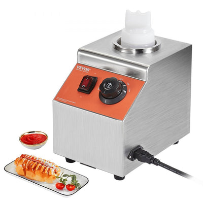 VEVOR Electric Bottle Warmer with Bottle, 0.57 Qt Commercial Cheese Dispenser, Hot Fudge Warmer 86-185? Temp Adjustable, Plastic Bottle Nacho Cheese Sauce Warmer for Hot Fudge Cheese Caramel, Square 