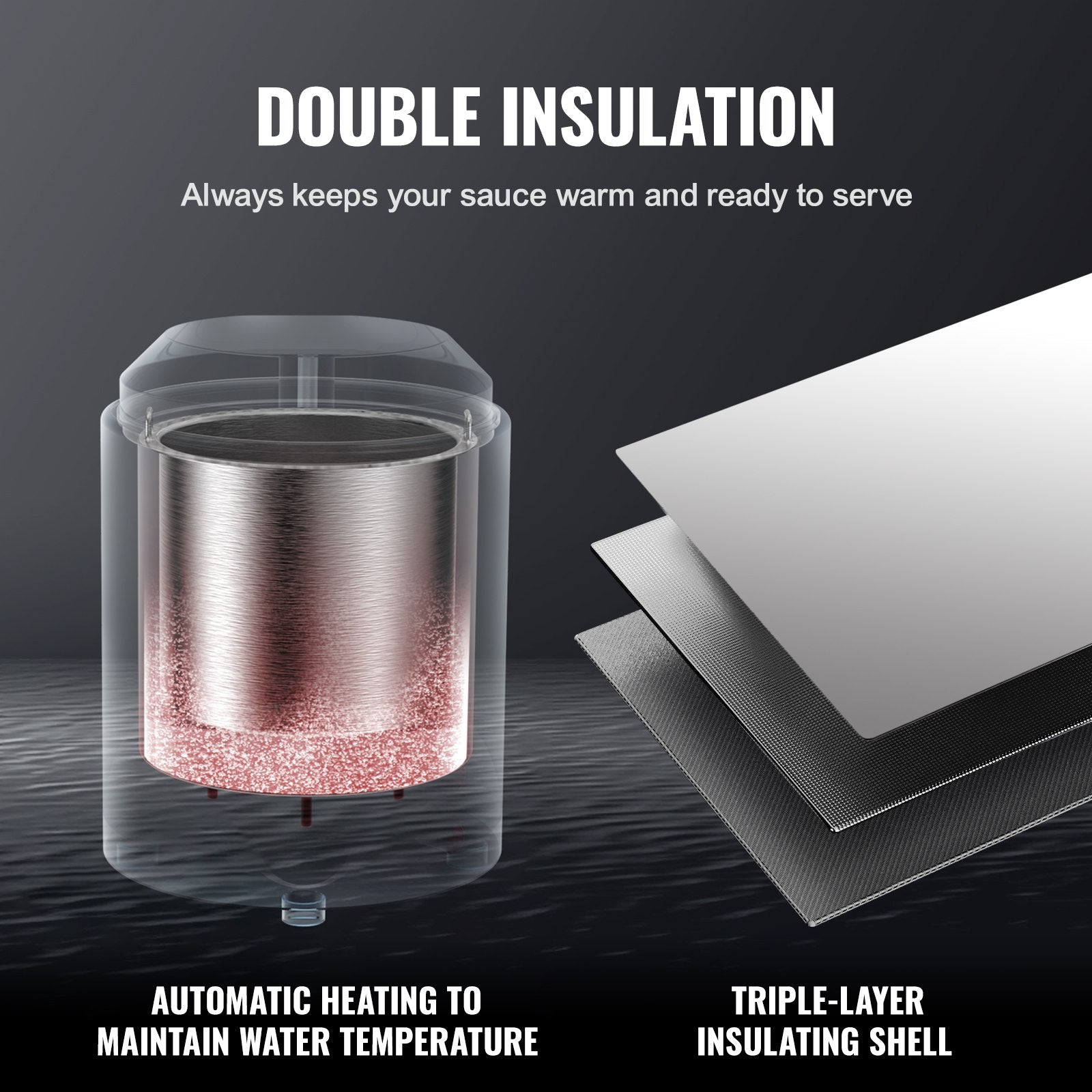 VEVOR Electric Cheese Dispenser with Pump, 2.3 Qt Commercial Hot Fudge Warmer, Plastic Pump Dispenser, 86-230? Temp Adjustable Nacho Cheese Sauce Warmer, for Hot Fudge Cheese Caramel 