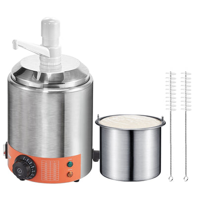 VEVOR Electric Cheese Dispenser with Pump, 2.3 Qt Commercial Hot Fudge Warmer, Plastic Pump Dispenser, 86-230? Temp Adjustable Nacho Cheese Sauce Warmer, for Hot Fudge Cheese Caramel 