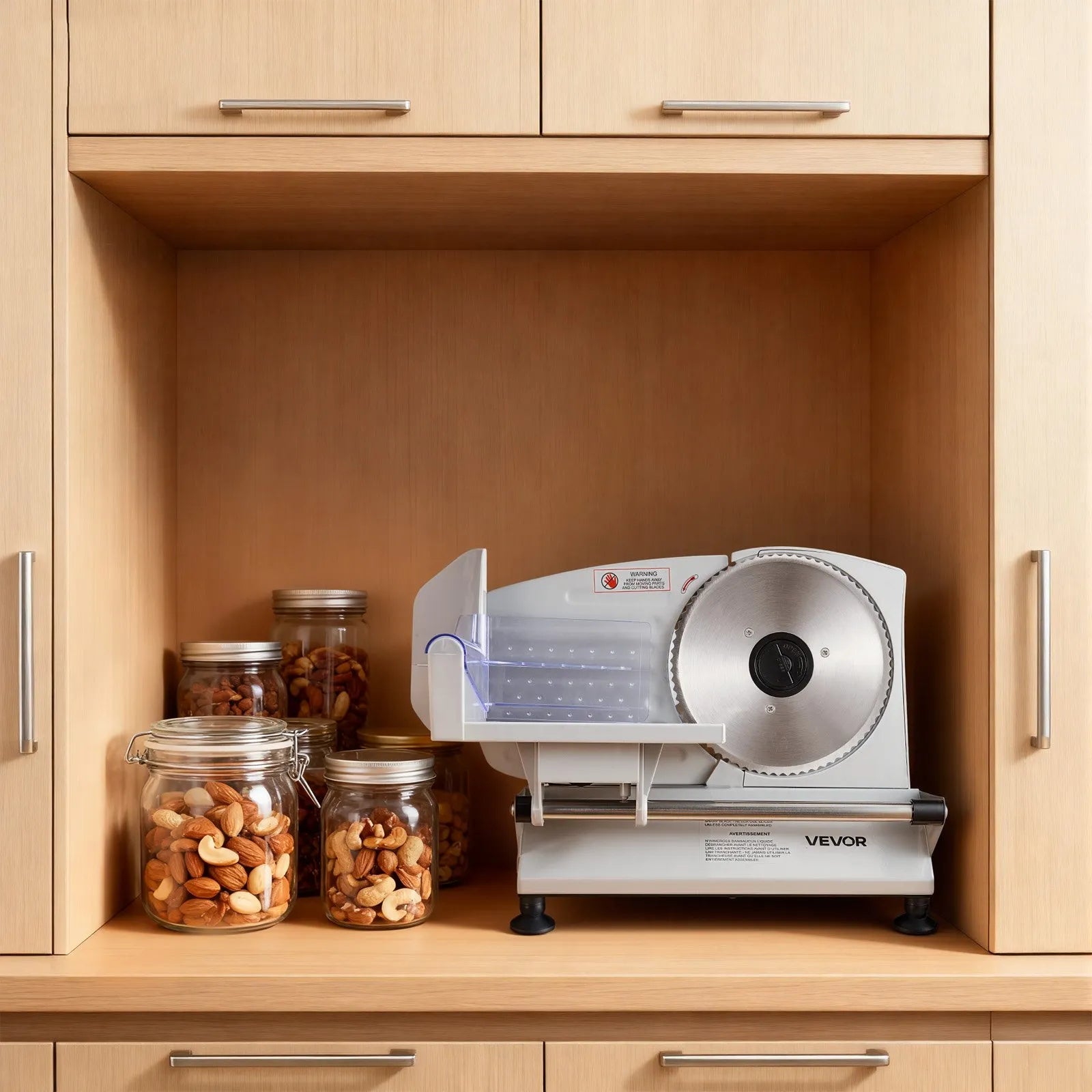 VEVOR Meat Slicer, 6.7 inch 150W Electric Deli Slicer Machine with two SUS420 Blades, 0-0.6 inch Adjustable Thickness, ETL Certified Home Food-Slicer for Meat, Ham, Baguett, Steak 