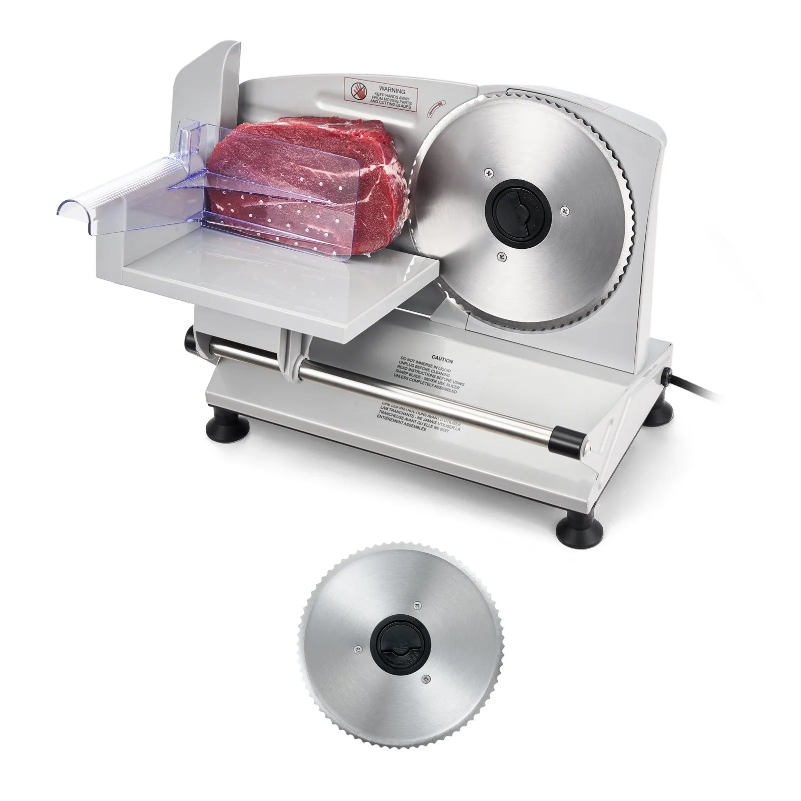 VEVOR Meat Slicer, 6.7 inch 150W Electric Deli Slicer Machine with two SUS420 Blades, 0-0.6 inch Adjustable Thickness, ETL Certified Home Food-Slicer for Meat, Ham, Baguett, Steak 