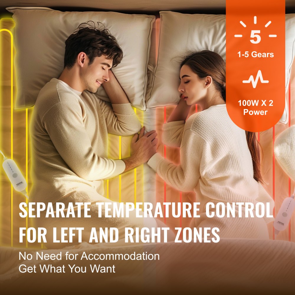 VEVOR Heated Mattress Pad 78x80 in King Electric Warmer Coral Fleece Auto Off 